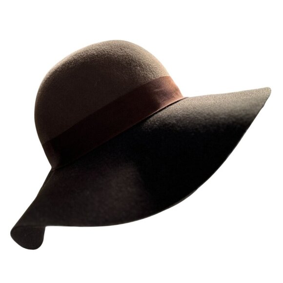 Christys Crown Collection Fedora Wide Brim Brown Wool Floppy Hat W/ Ribbon Accen - Picture 5 of 9